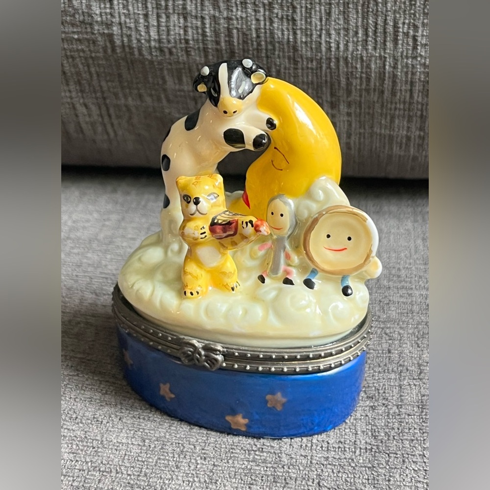 Whimsical “Hey Diddle Diddle” Ceramic Trinket Box